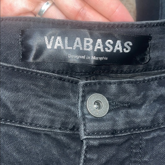 Valabasas Alpha Stacked Flare Bootcut Cargo Utility Distressed Jean Black 30 - Picture 7 of 8